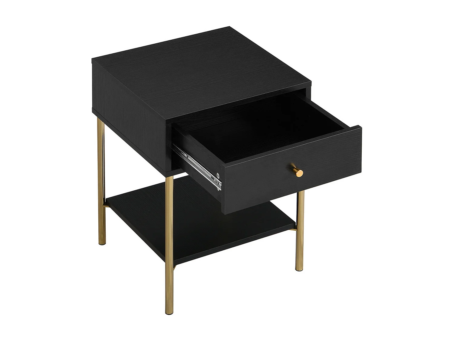 Set van 2 nachtkastjes met 1 lade - Mdf en metaal - Zwart en goud - MILAVIA van Pascal Morabito