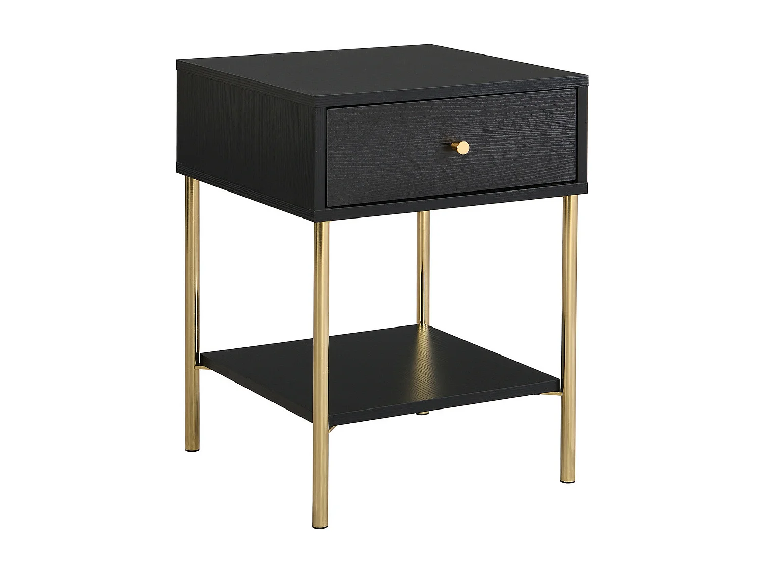 Set van 2 nachtkastjes met 1 lade - Mdf en metaal - Zwart en goud - MILAVIA van Pascal Morabito