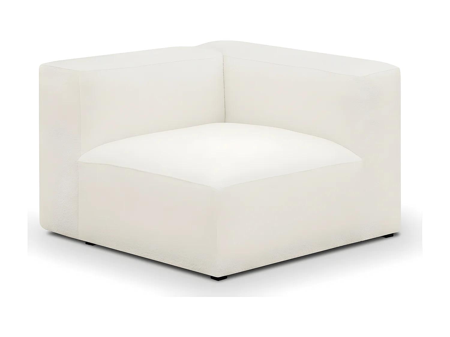 Canapé d'angle à droite modulable avec méridienne 4 places en tissu bouclé beige - Modulo