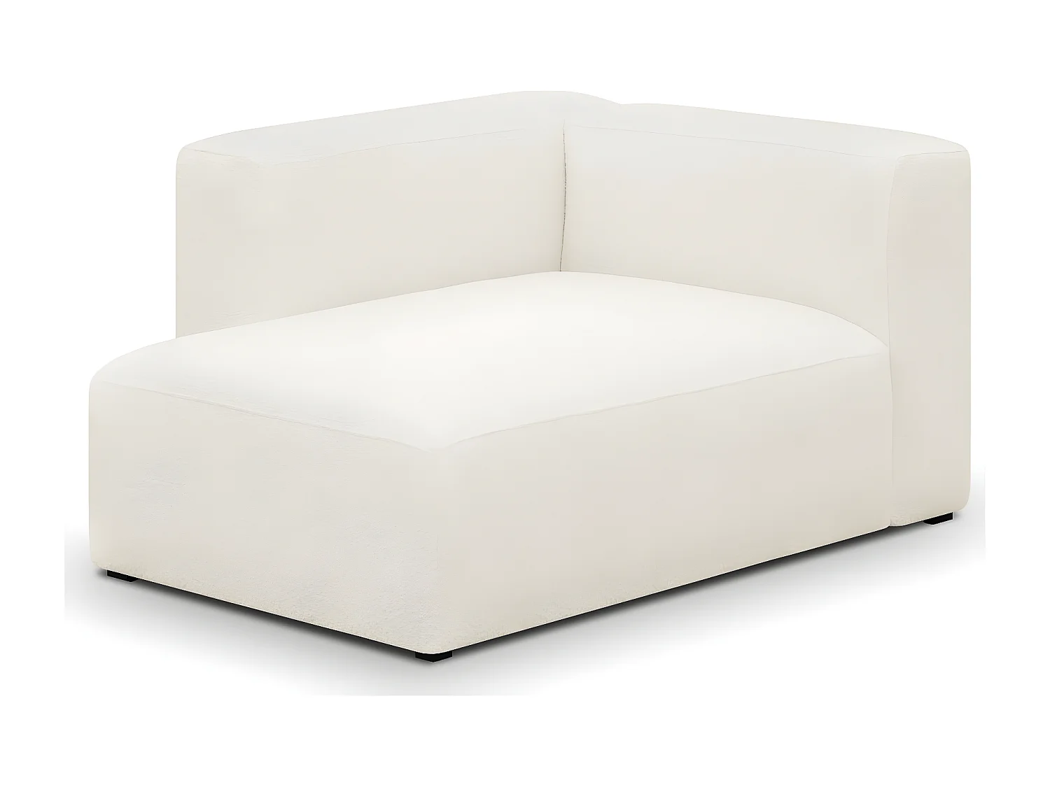 Canapé d'angle à gauche modulable avec méridienne 4 places en tissu bouclé beige - Modulo