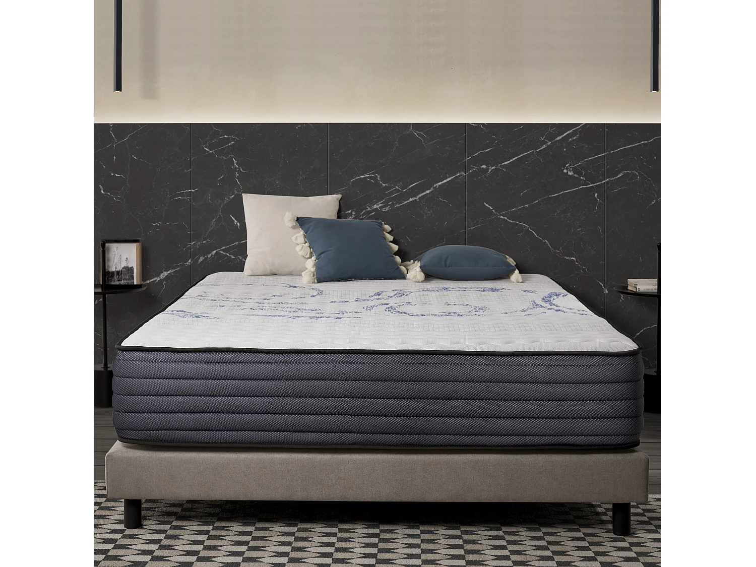 Naturalex - Matelas Perfectsleep 160x190 cm - Mousse HR - Accueil Blue Latex - Très épais 30 cm, Mémoire de forme, Confortable, Face été, hiver - Antibactérien