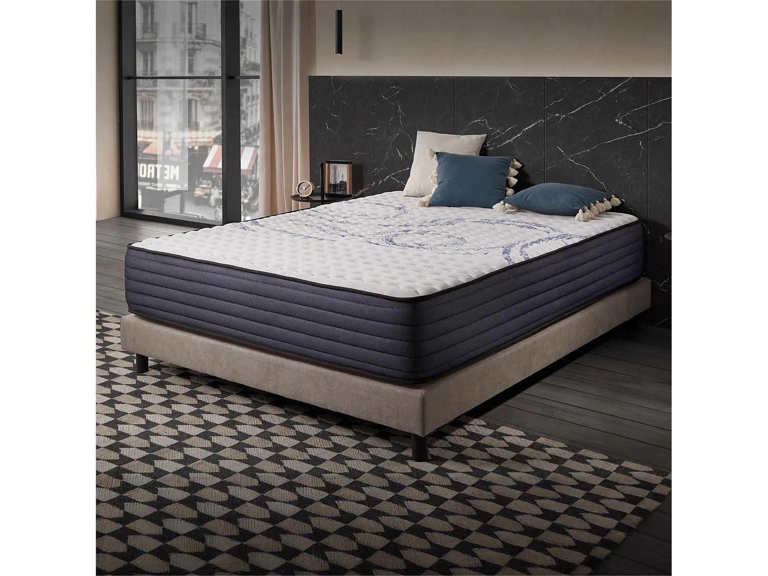 Naturalex - Matelas Perfectsleep 180x200 cm - Mousse HR - Accueil Blue Latex - Très épais 30 cm, Mémoire de forme, Confortable, Face été, hiver - Antibactérien