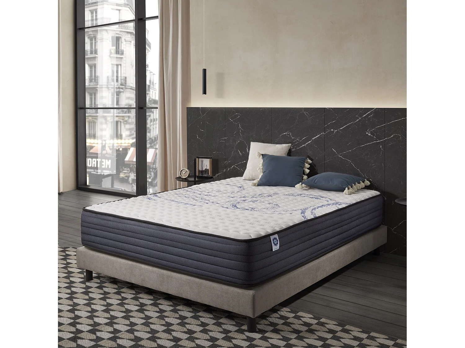 Naturalex - Matelas Perfectsleep 120x190 cm - Mousse HR - Accueil Blue Latex - Très épais 30 cm, Mémoire de forme, Confortable, Face été, hiver - Antibactérien