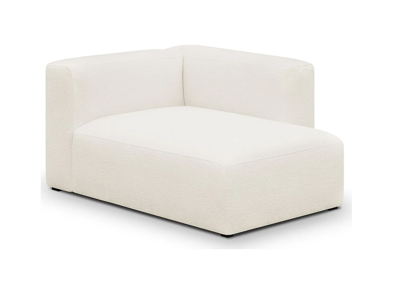 Méridienne d'angle à droite modulable en tissu bouclette écru - Modulo