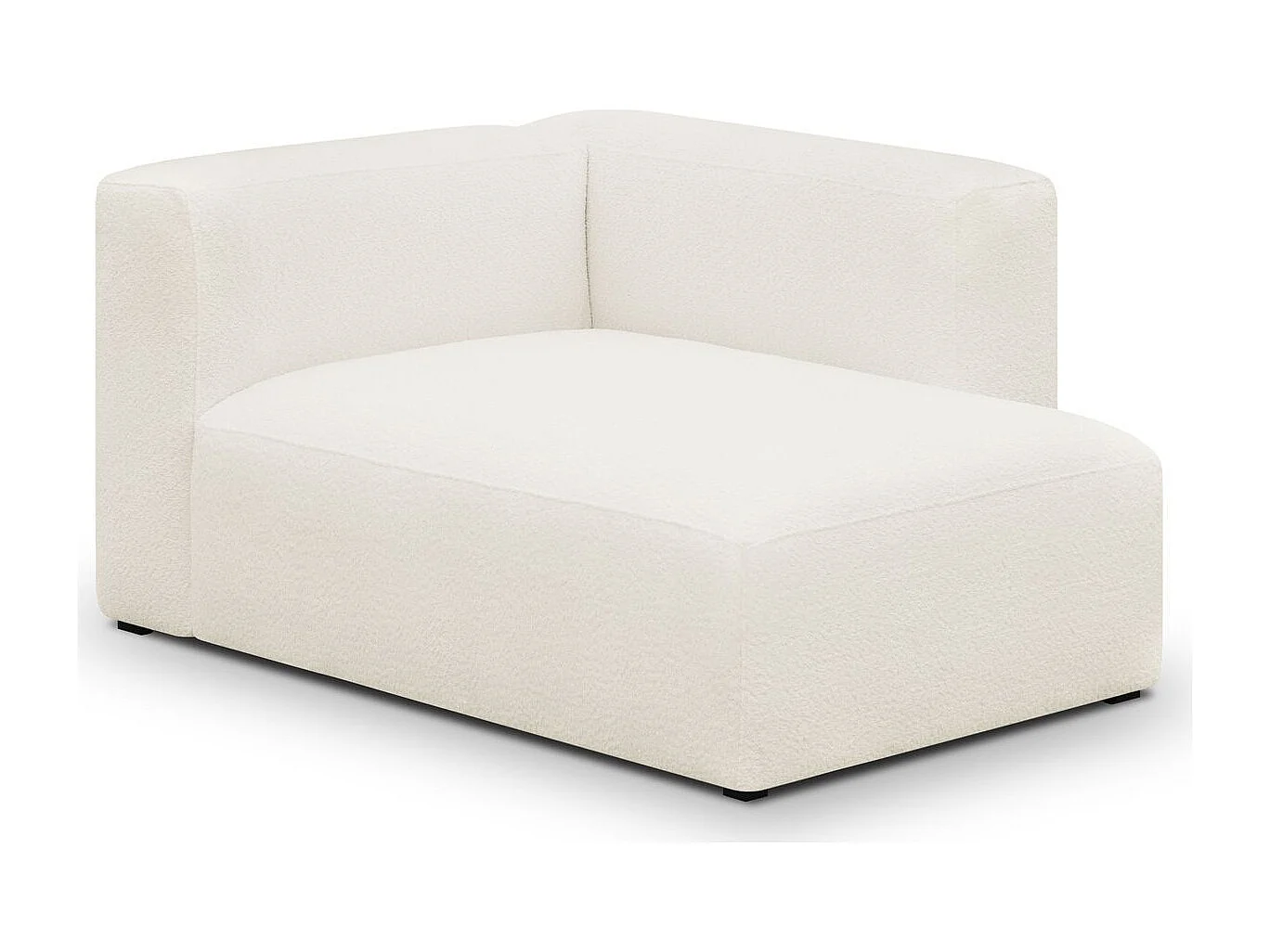 Méridienne d'angle à droite modulable en tissu bouclé beige - Modulo