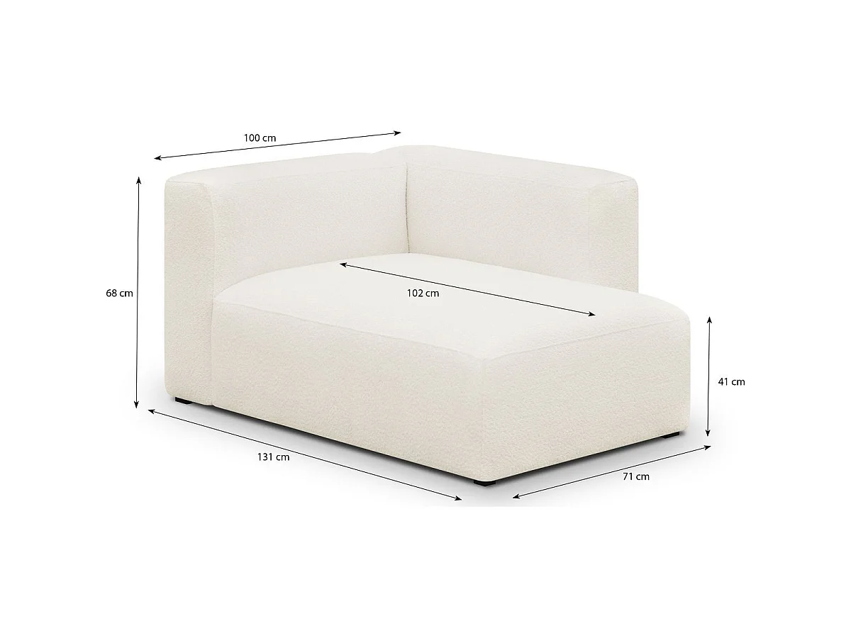 Méridienne d'angle à droite modulable en tissu bouclé beige - Modulo