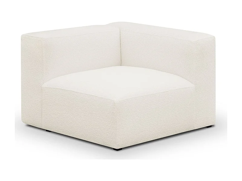 Chauffeuse d'angle à droite modulable en tissu bouclé beige - Modulo