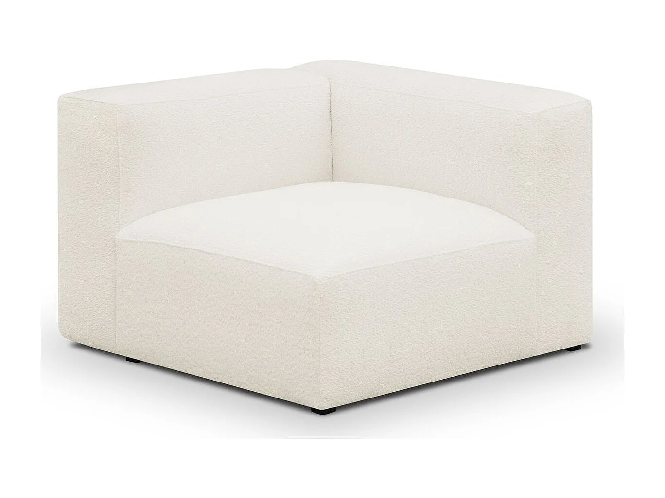 Chauffeuse d'angle à droite modulable en tissu bouclé beige - Modulo