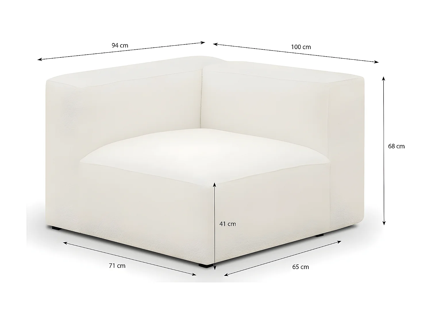 Chauffeuse d'angle à gauche modulable en tissu bouclé beige - Modulo