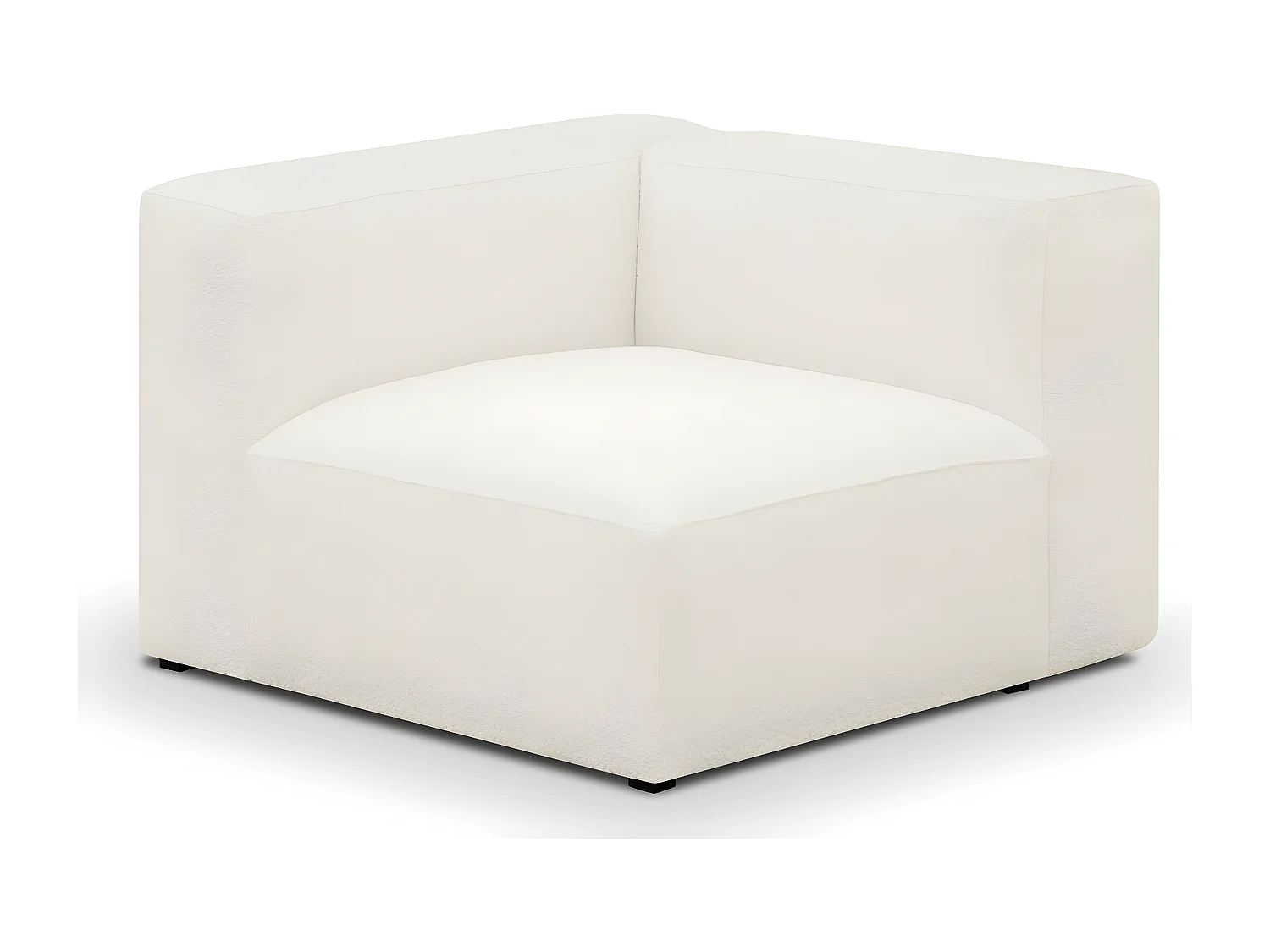 Chauffeuse d'angle à gauche modulable en tissu bouclé beige - Modulo