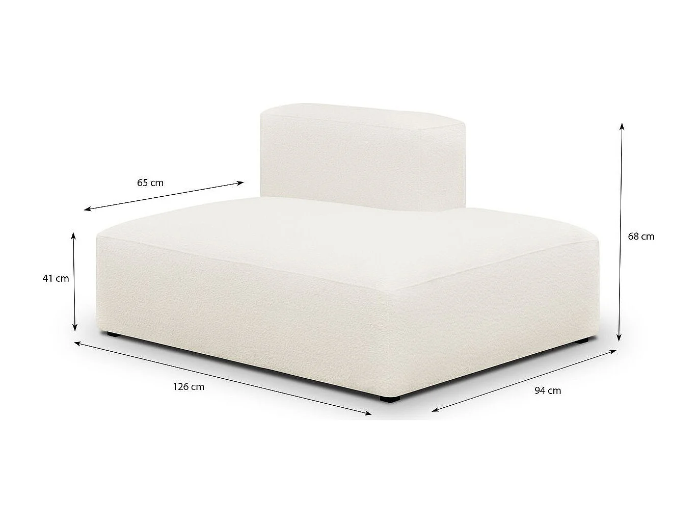 Module d'angle ouvert à droite 2 places en tissu bouclé beige - Modulo