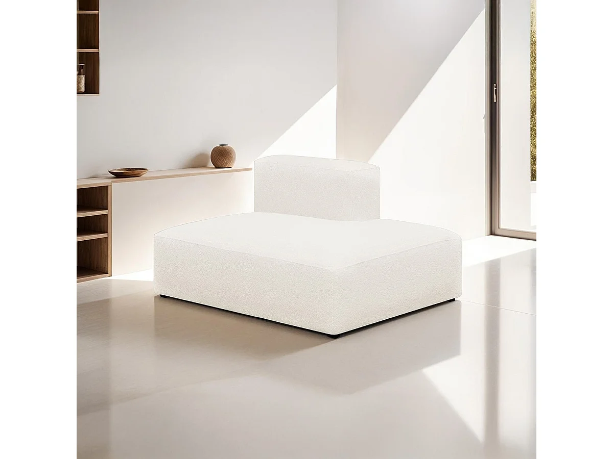 Module d'angle ouvert à droite 2 places en tissu bouclé beige - Modulo