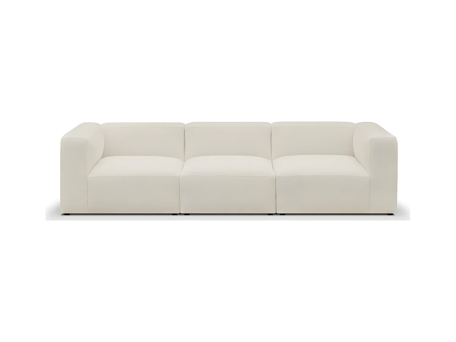 Canapé modulable 4 places en tissu bouclette écru - Modulo
