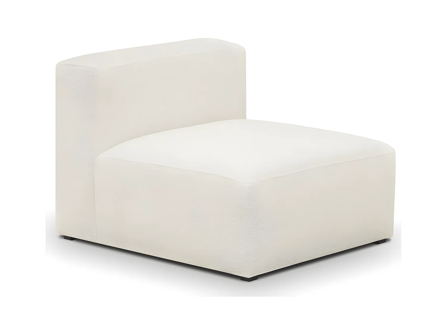 Canapé d'angle à droite modulable avec méridienne 5 places en tissu bouclé beige - Modulo