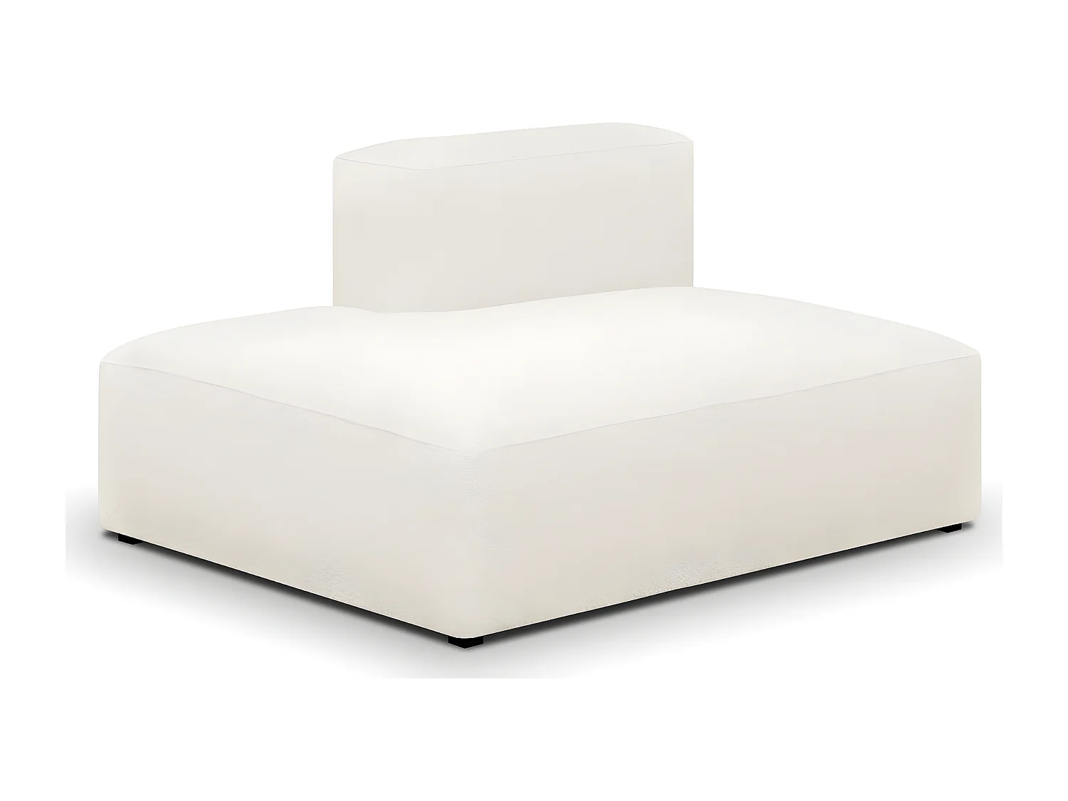 Canapé d'angle à droite modulable avec méridienne 5 places en tissu bouclé beige - Modulo