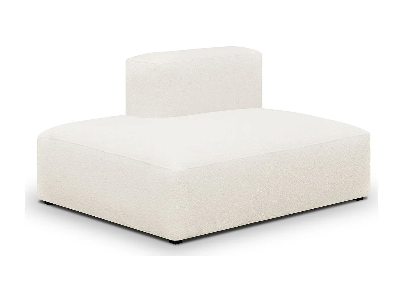 Canapé d'angle à droite modulable avec méridienne 5 places en tissu bouclé beige - Modulo