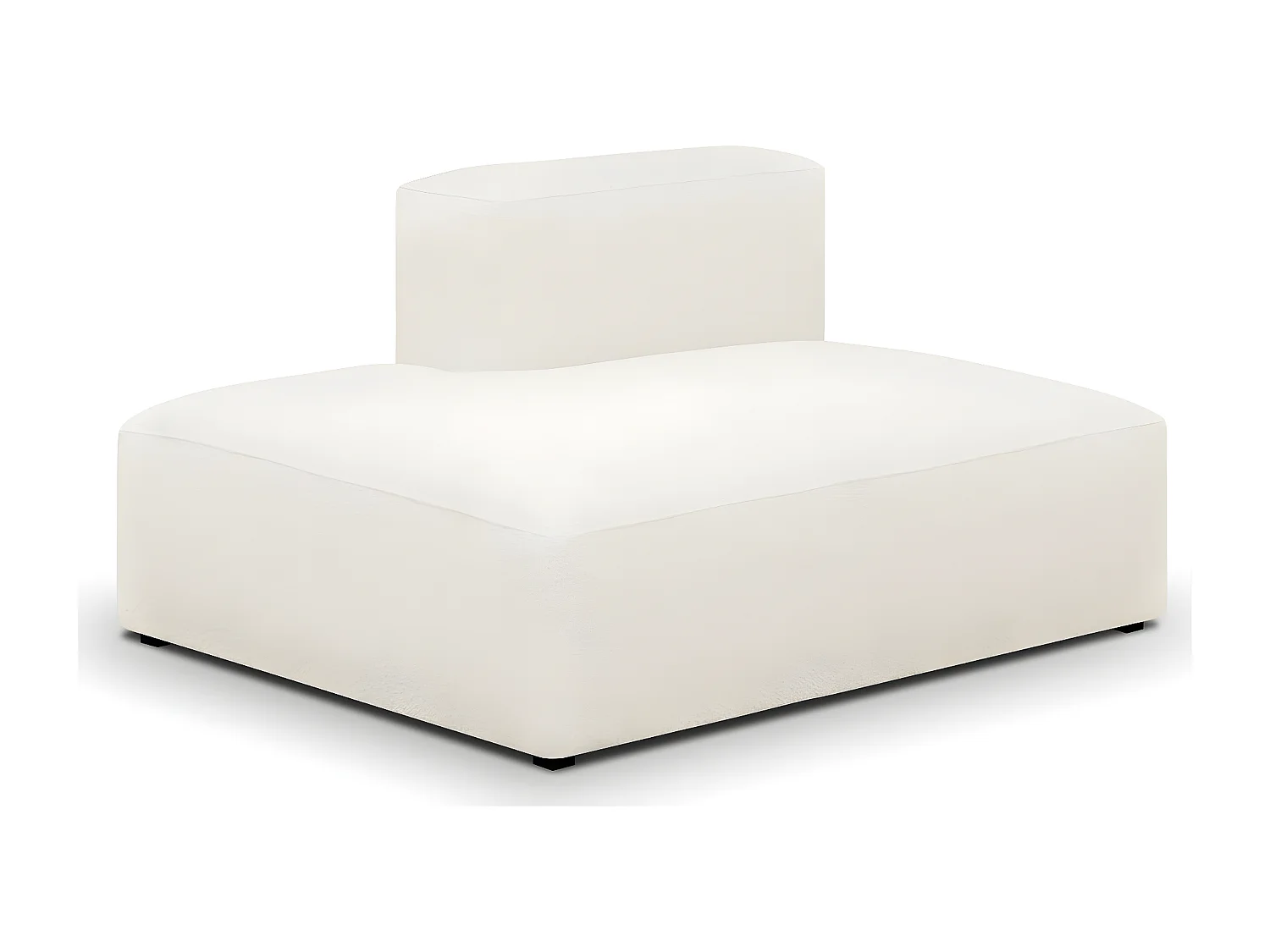 Canapé d'angle à droite modulable avec méridienne 3/4 places en tissu bouclé beige - Modulo