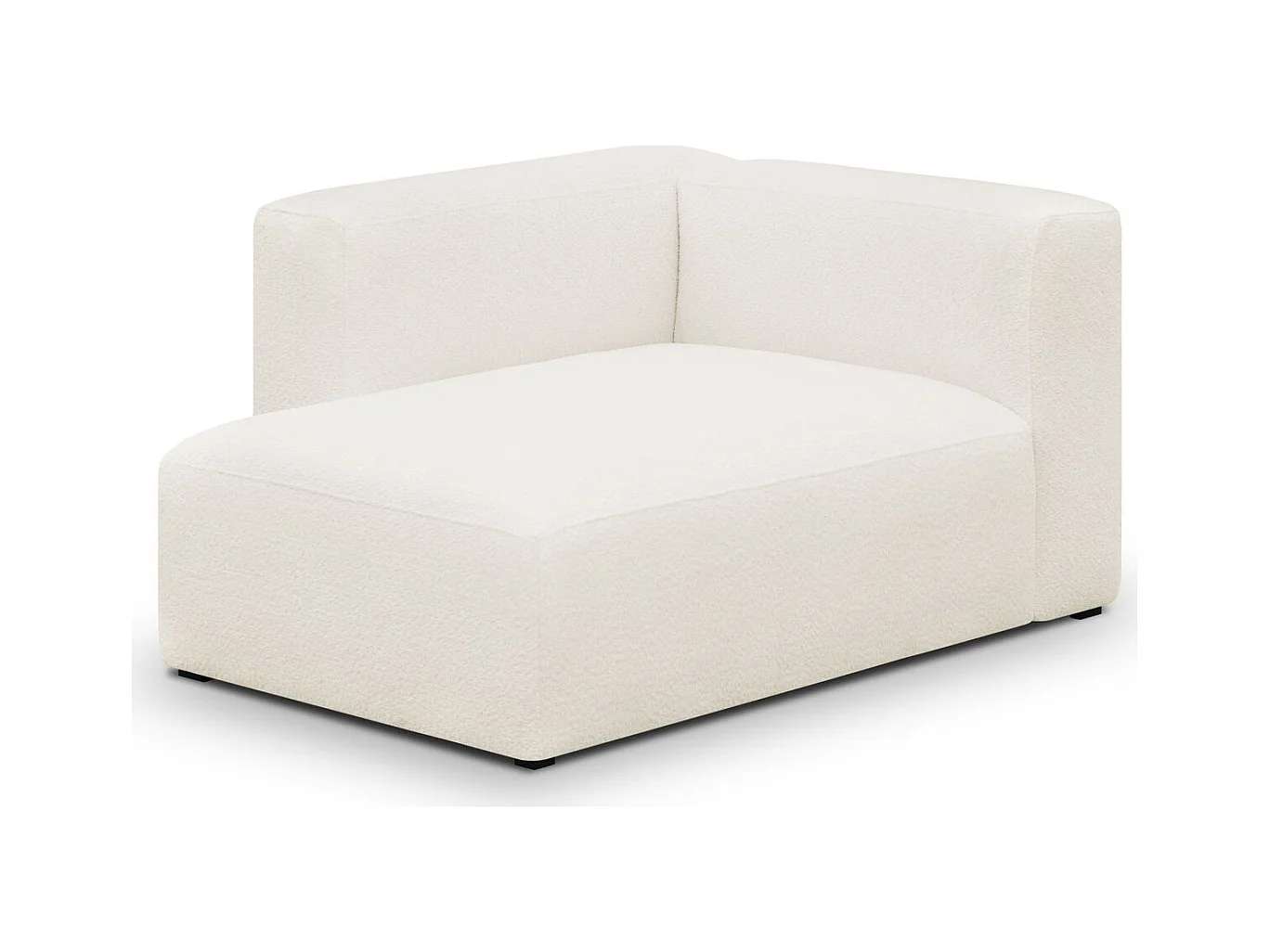 Méridienne d'angle à gauche modulable en tissu bouclette écru - Modulo
