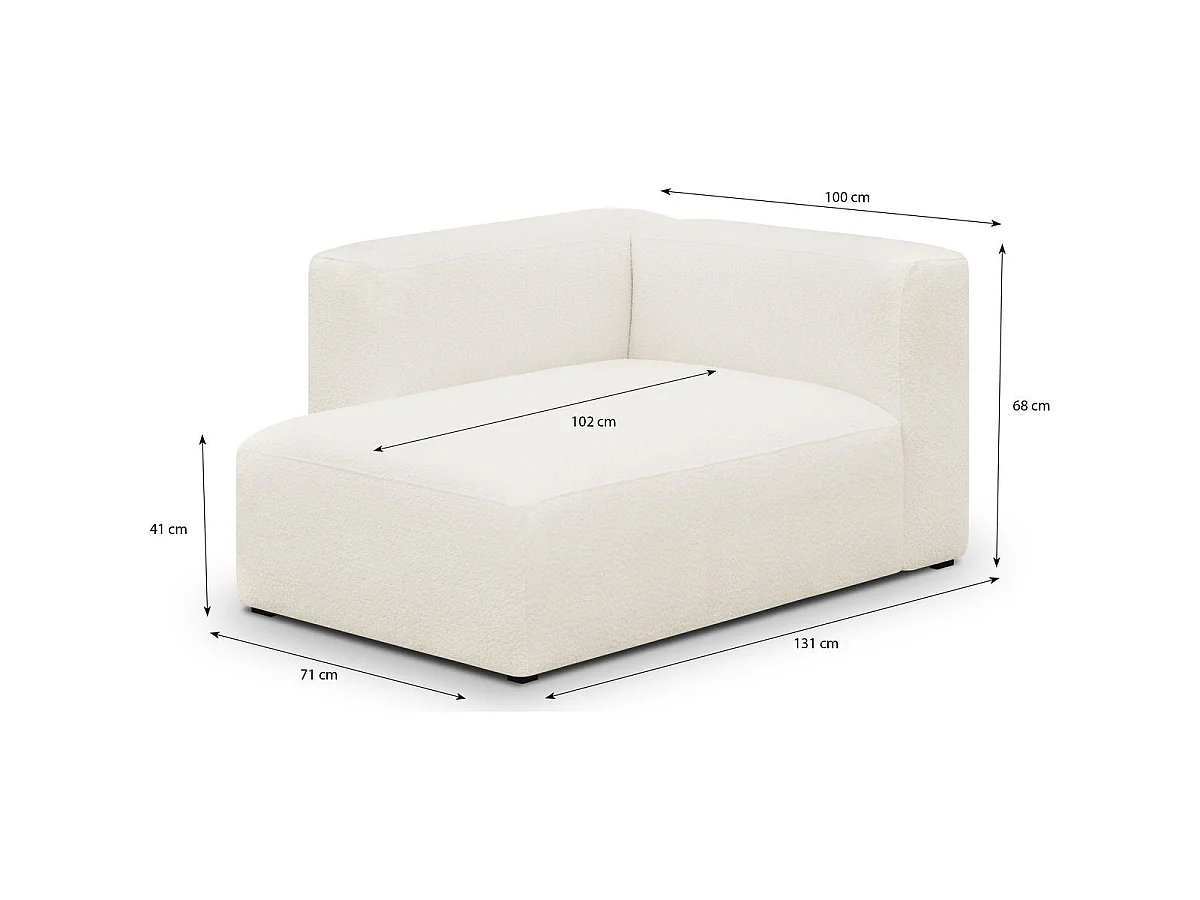 Méridienne d'angle à gauche modulable en tissu bouclé beige - Modulo