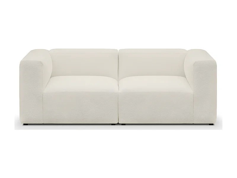 Canapé modulable 3 places en tissu bouclé beige - Modulo