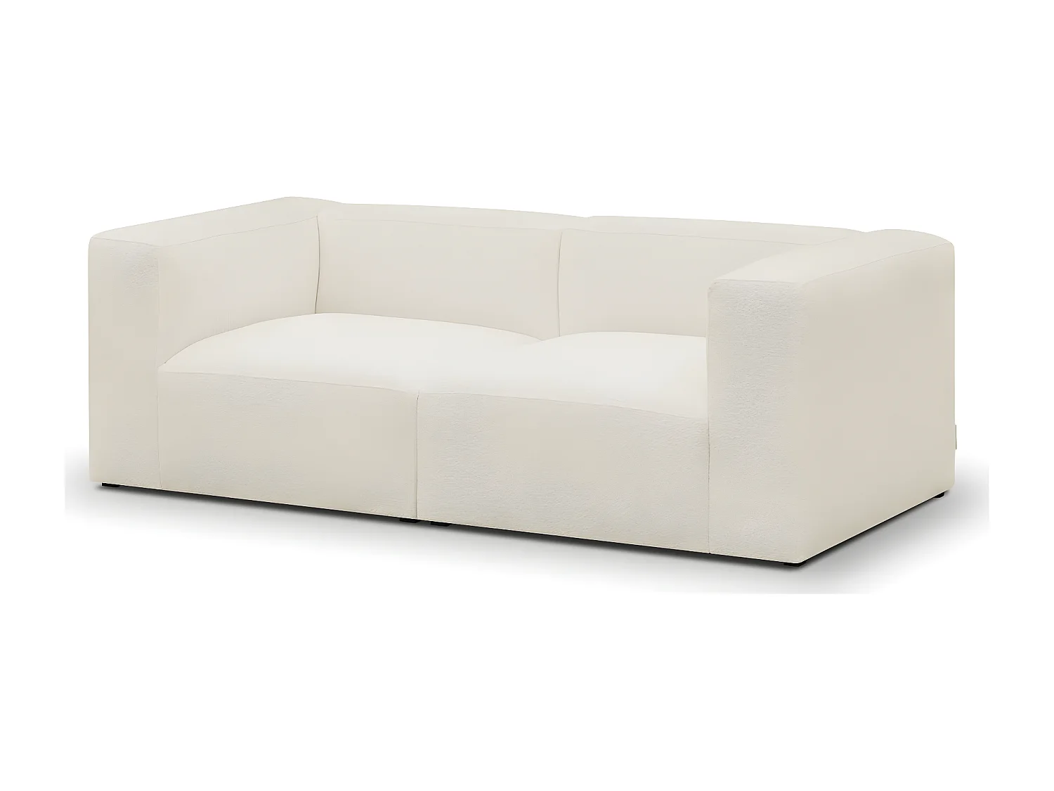 Canapé modulable 3 places en tissu bouclé beige - Modulo