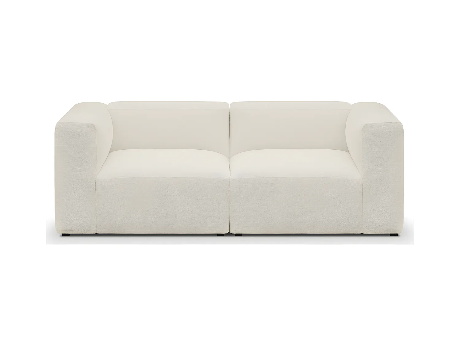 Canapé modulable 3 places en tissu bouclette écru - Modulo