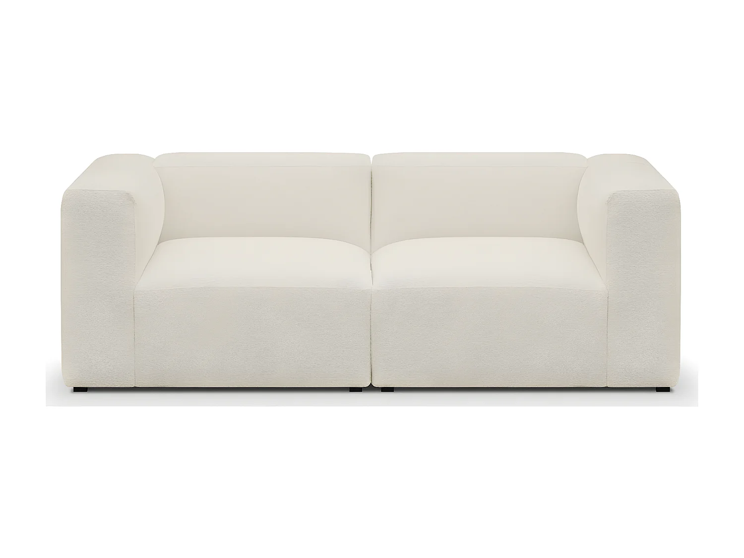 Canapé modulable 3 places en tissu bouclé beige - Modulo