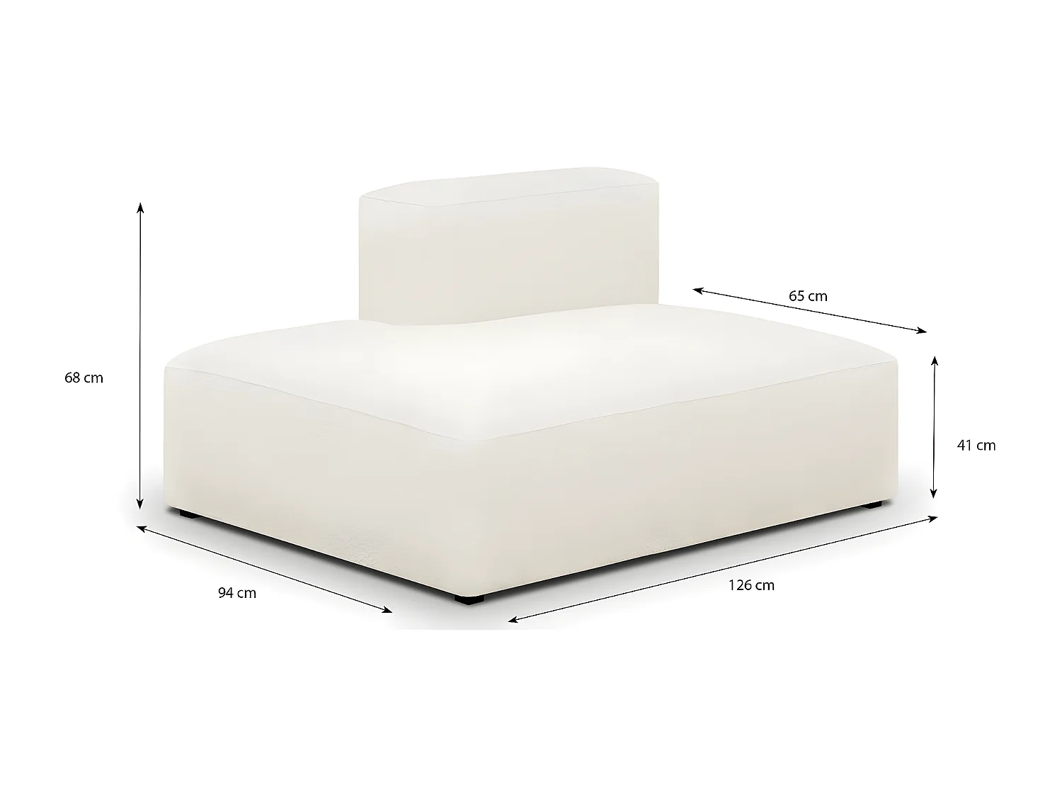 Module d'angle ouvert à gauche 2 places en tissu bouclé beige - Modulo