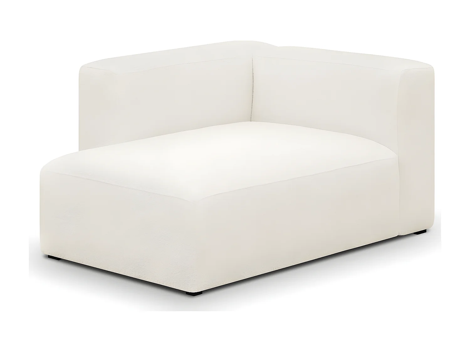 Canapé d'angle à gauche modulable avec méridienne 5 places en tissu bouclé beige - Modulo