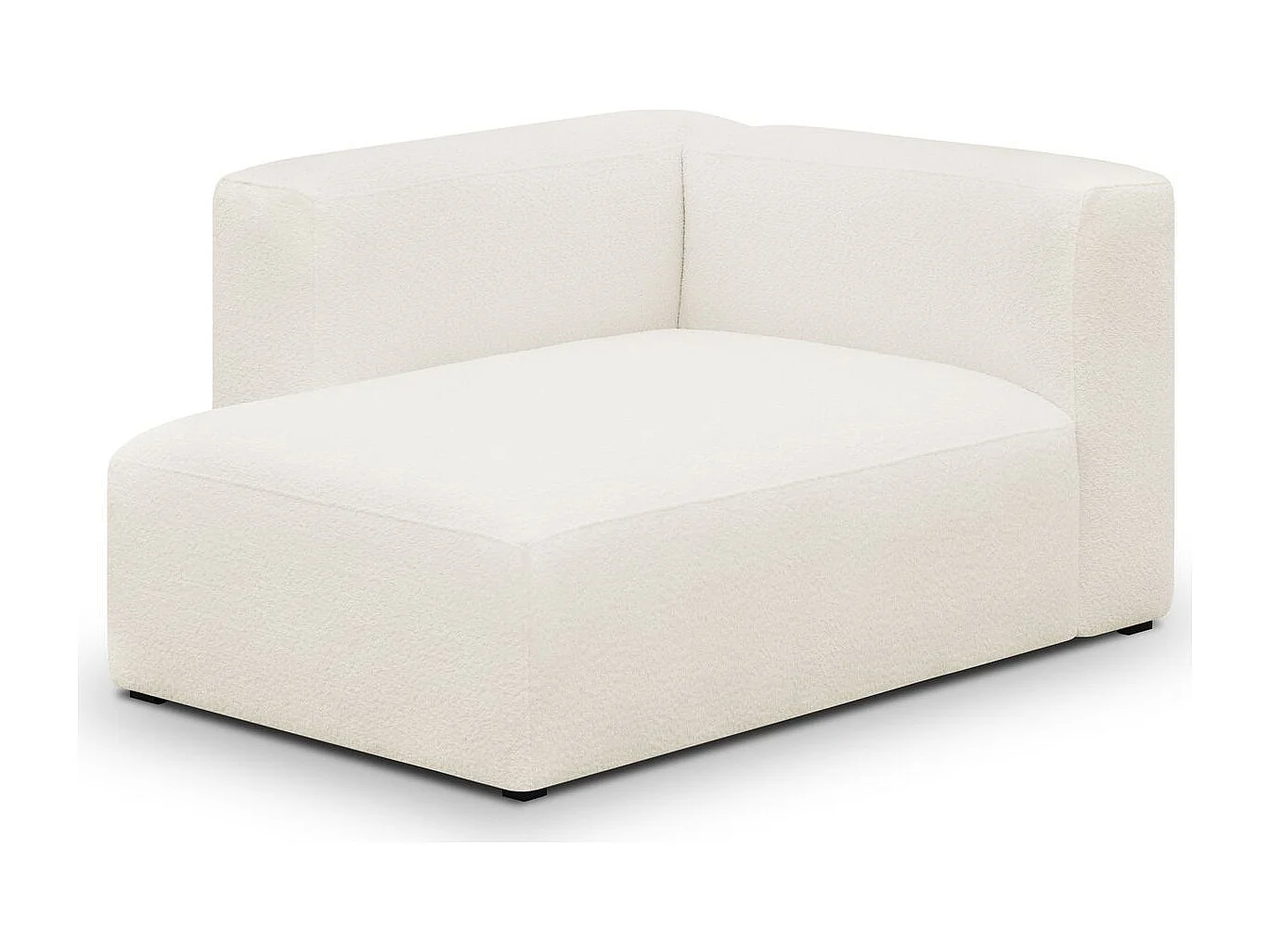 Canapé d'angle à gauche modulable avec méridienne 5 places en tissu bouclé beige - Modulo