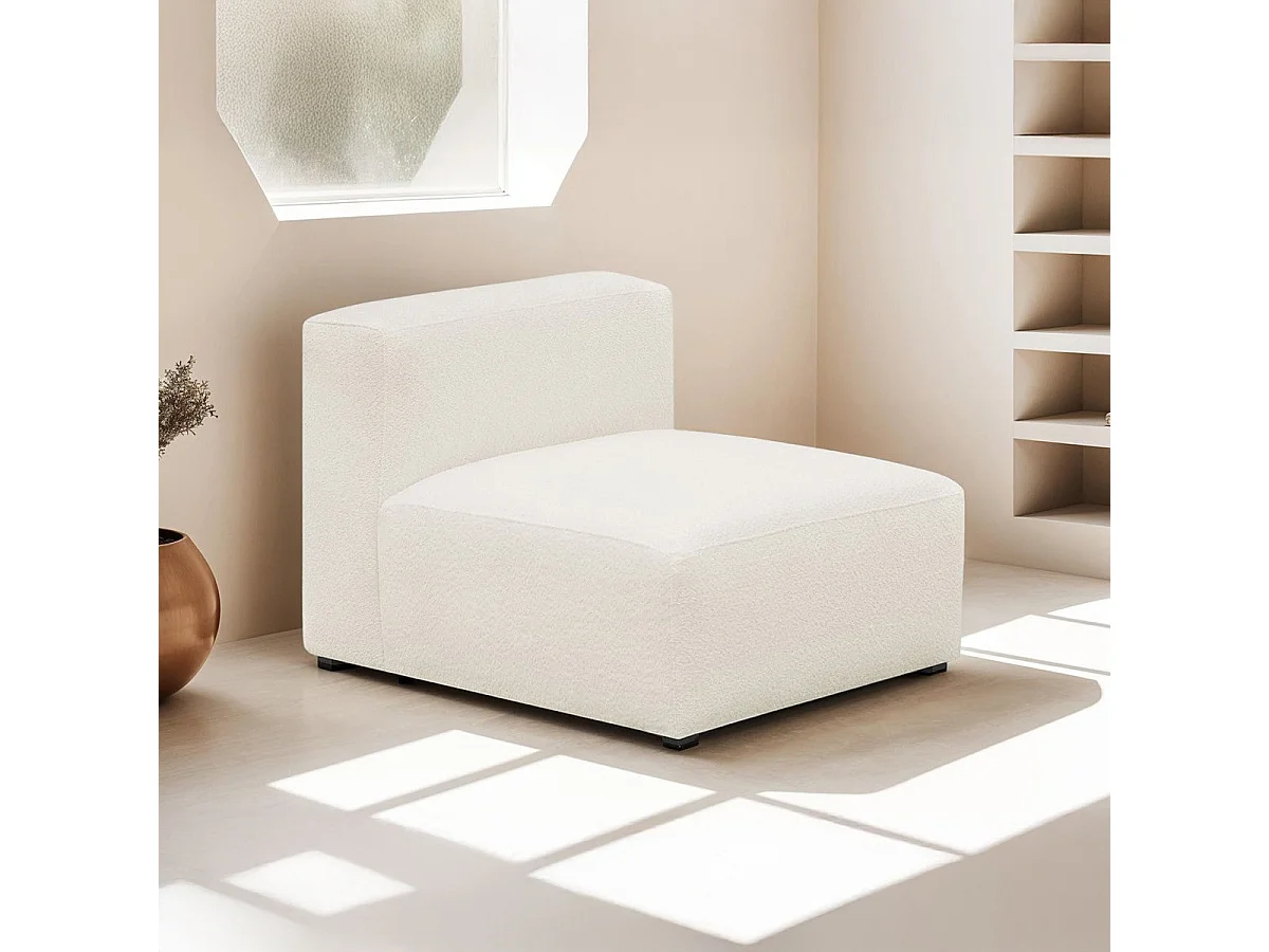 Chauffeuse sans accoudoirs modulable en tissu bouclé beige - Modulo