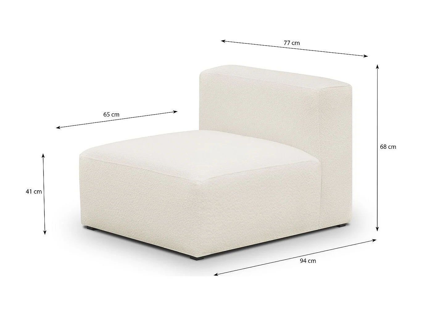 Chauffeuse sans accoudoirs modulable en tissu bouclé beige - Modulo