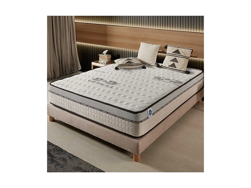 Naturalex - Matelas Visco-carbone 150x190 cm - Mousse HR - Soutien Blue Latex - Très Épais 30 cm, Mémoire de forme, 7 zones, Antistress - Réversible été, hiver