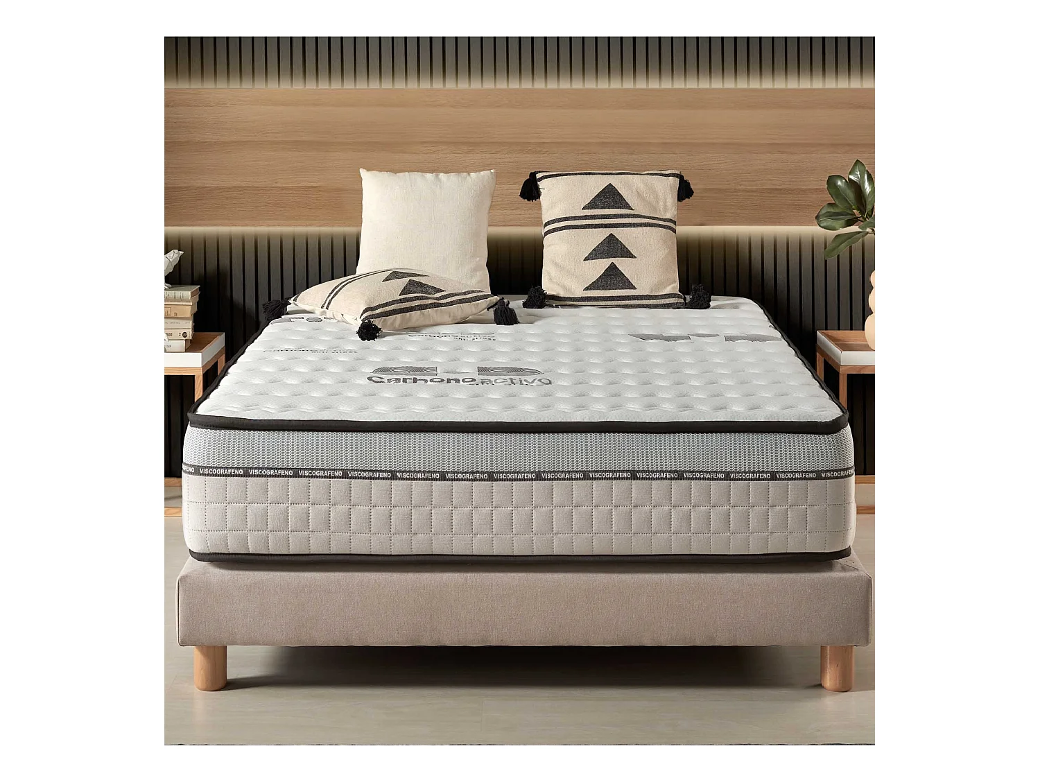 Naturalex - Matelas Visco-carbone 140x200 cm - Mousse HR - Soutien Blue Latex - Très Épais 30 cm, Mémoire de forme, 7 zones, Antistress - Réversible été, hiver