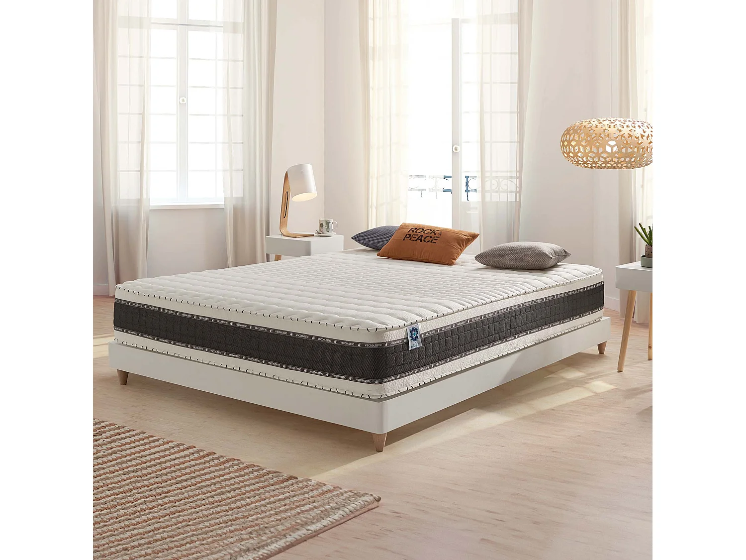 Naturalex - Matelas Luxe Memory 140x190 cm - Mousse à mémoire de forme HR - Soutien Blue Latex - Très épais 25 cm, 7 Zones, Hypoallergénique - 2 faces été, hiver
