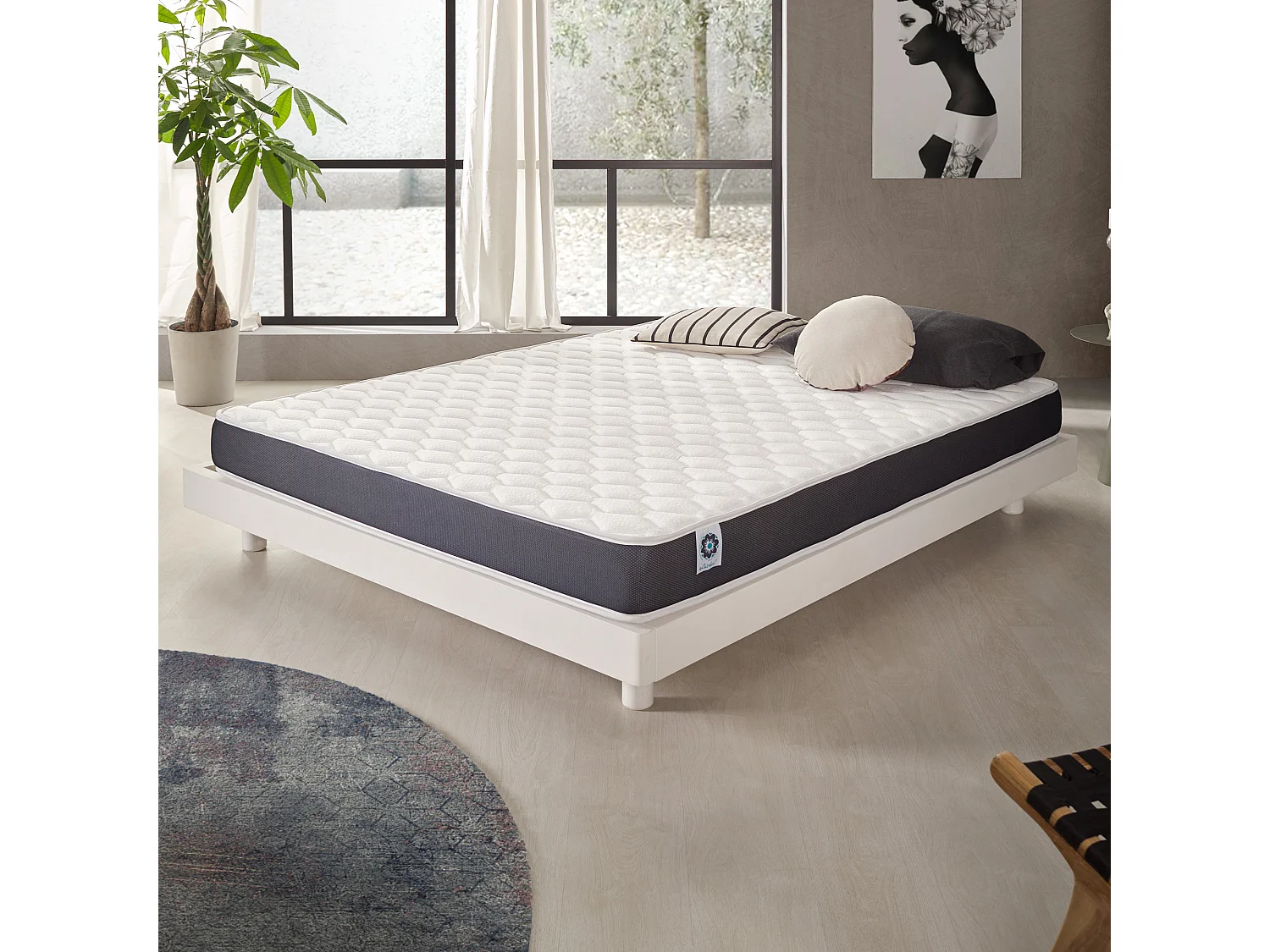 Naturalex - Matelas Ergolatex 140x200 cm - Multicouches HR - Blue Latex - Mousse à mémoire de forme, 7 zones, Athermique, Hypoallergénique - 2 faces été, hiver
