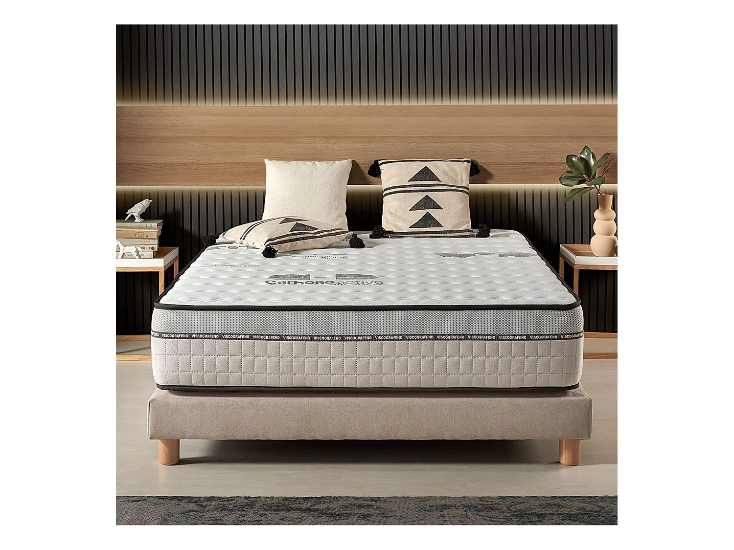 Naturalex - Matelas Visco-carbone à ressorts ensachés 140x190 cm - Épais 30 cm - Visco Thermorégulateur - Tissu Premium - Haute Qualité - Respirabilité optimale