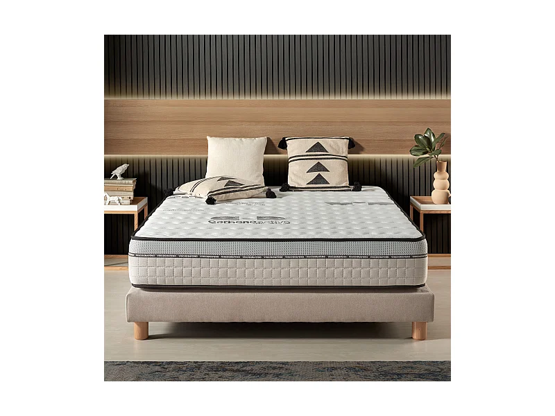 Naturalex - Matelas Visco-carbone 140x200 cm - Mousse HR - Soutien Blue Latex - Très Épais 24 cm, Mémoire de forme, 7 zones, Antistress - Réversible été, hiver