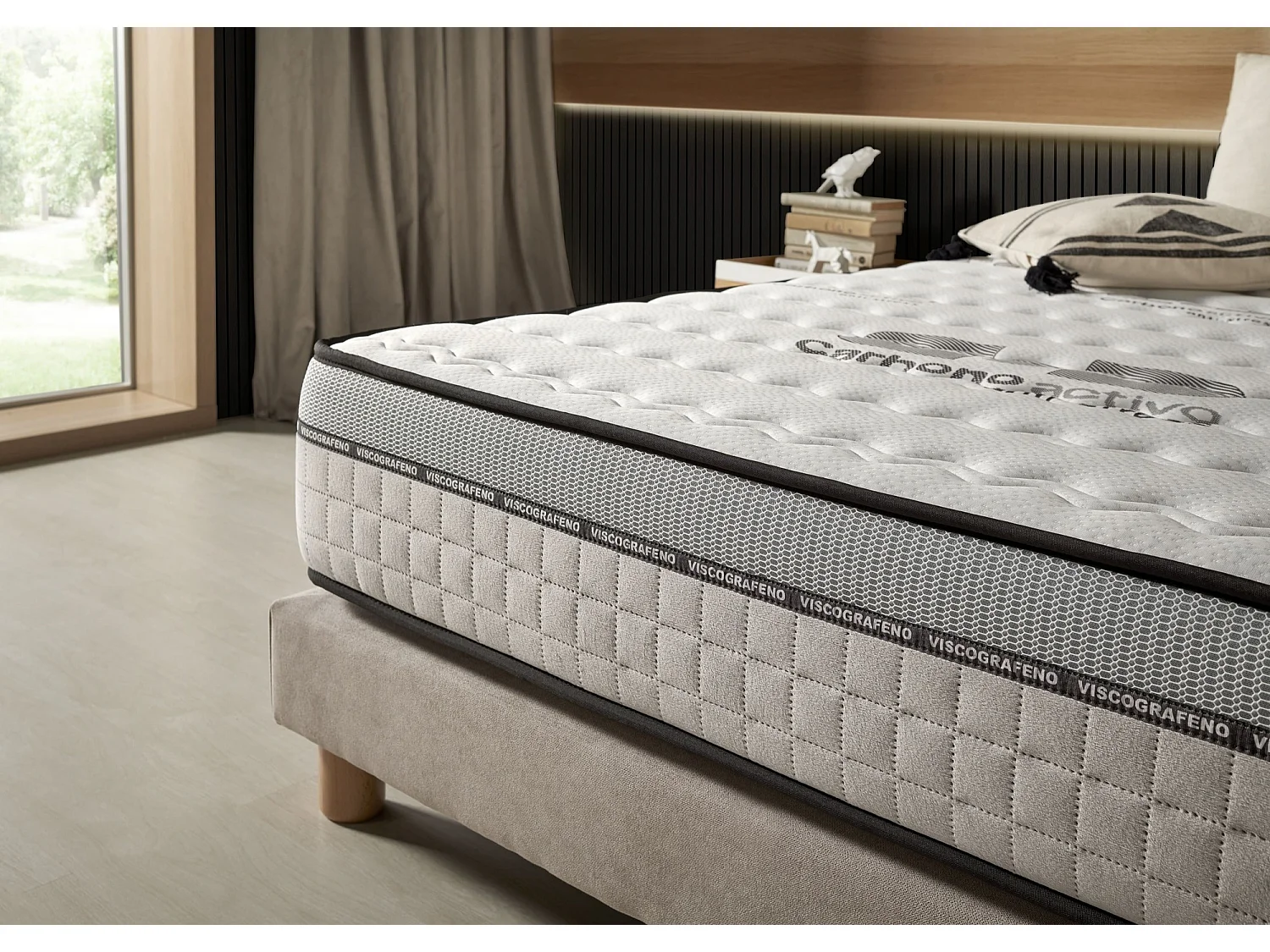 Naturalex - Matelas Visco-carbone 140x200 cm - Mousse HR - Soutien Blue Latex - Très Épais 24 cm, Mémoire de forme, 7 zones, Antistress - Réversible été, hiver
