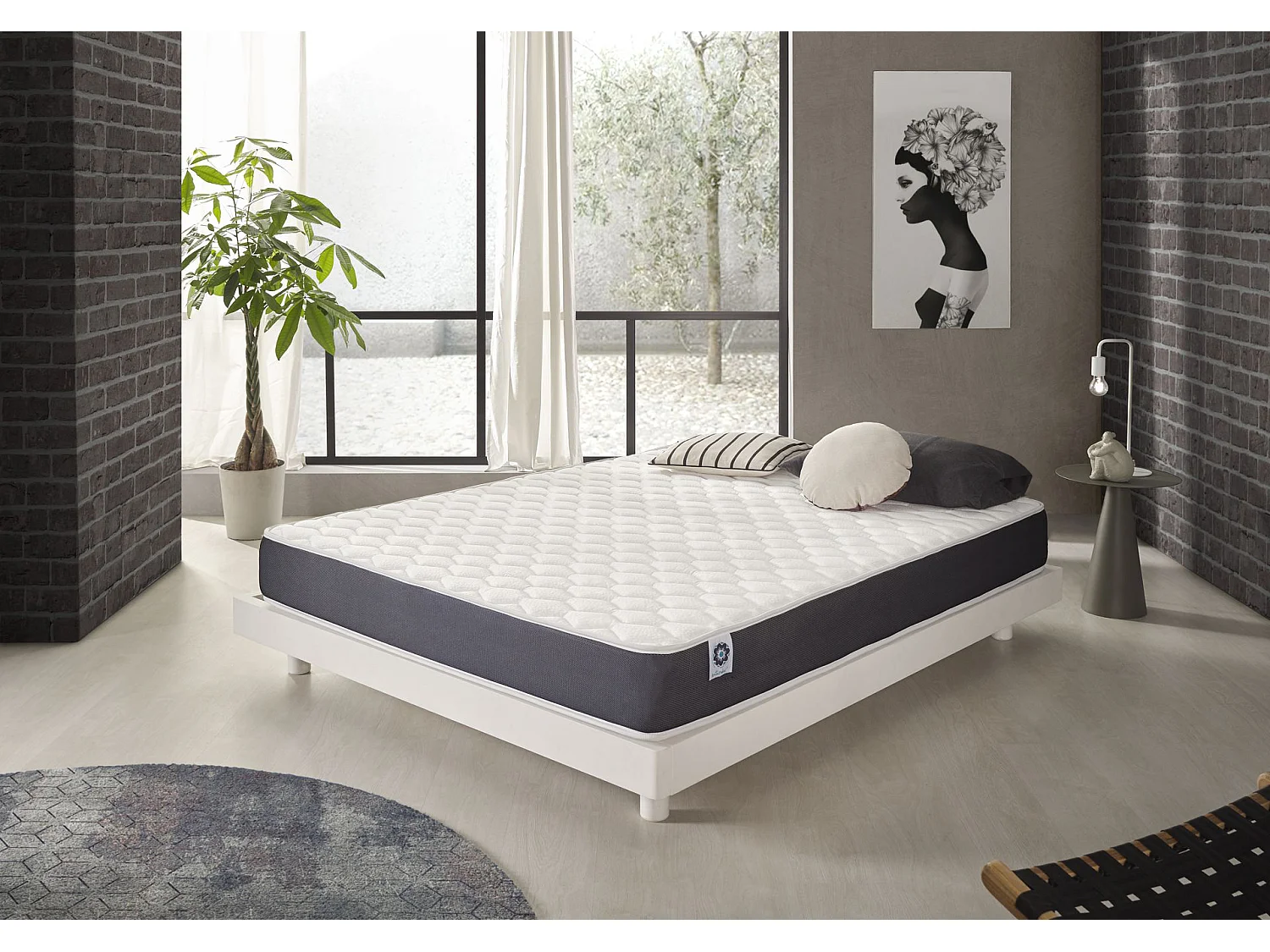 Naturalex - Matelas Ergolatex 140x190 cm - Multicouches HR - Blue Latex - Très Épais 24 cm, Mousse à mémoire de forme, 7 zones, Athermique - 2 faces été, hiver