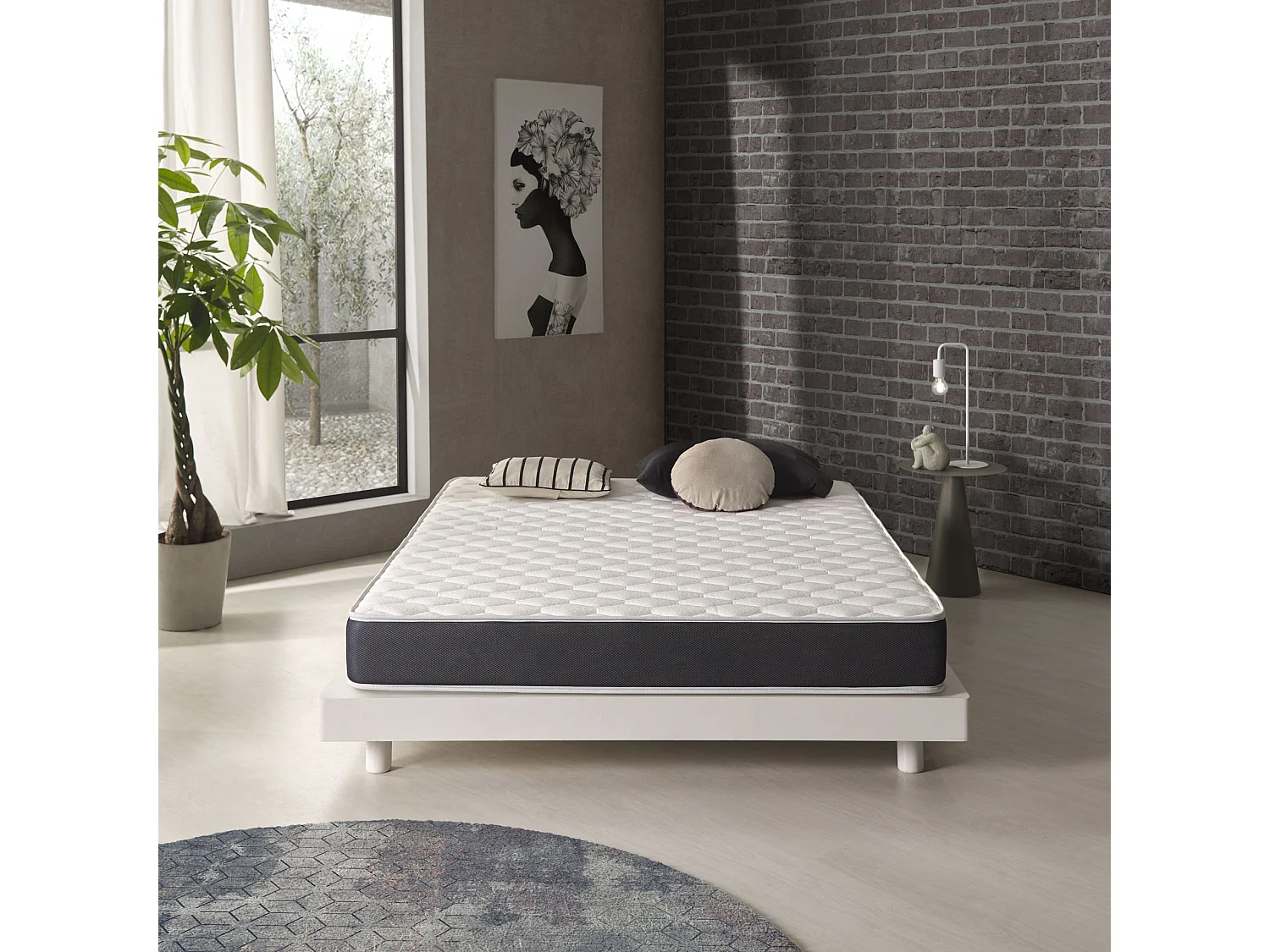 Naturalex - Matelas Ergolatex 140x190 cm - Multicouches HR - Blue Latex - Très Épais 24 cm, Mousse à mémoire de forme, 7 zones, Athermique - 2 faces été, hiver