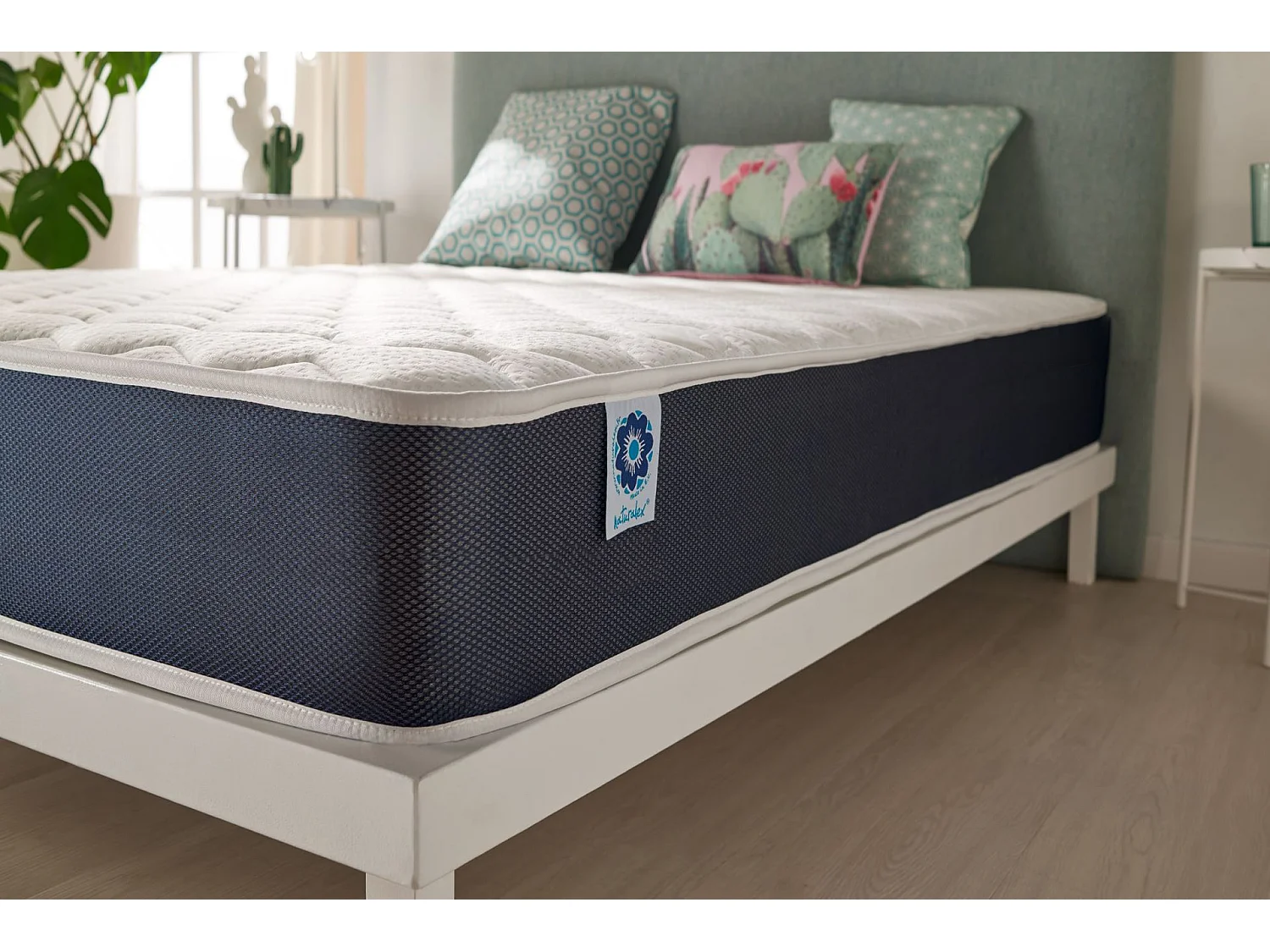 Naturalex - Matelas Ergolatex 140x190 cm - Multicouches HR - Blue Latex - Très Épais 24 cm, Mousse à mémoire de forme, 7 zones, Athermique - 2 faces été, hiver