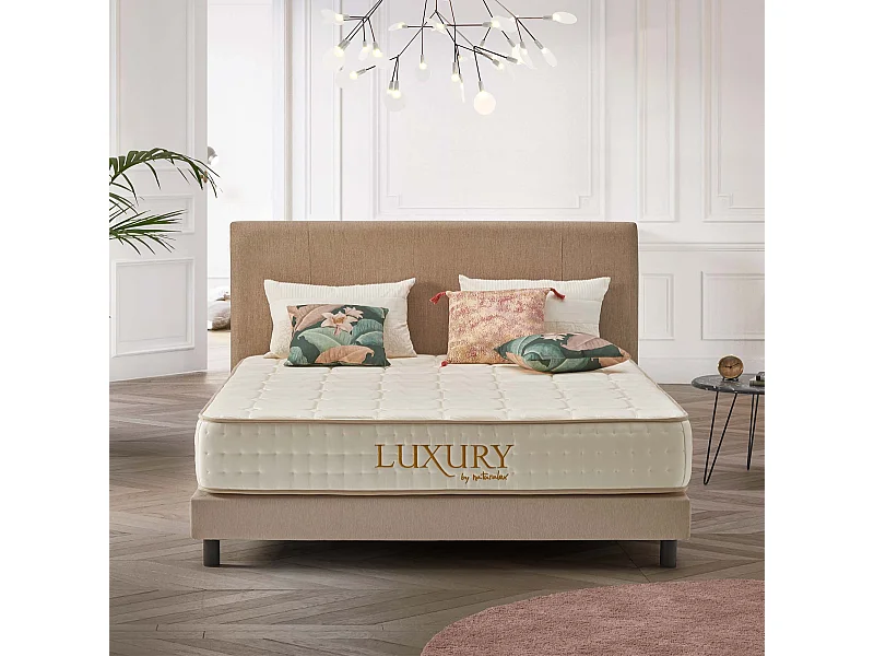 Naturalex - Matelas Luxury 140x190 cm - Multicouches HR - Blue Latex - Très épais 25 cm, Mousse à Mémoire de forme, 7 zones, Confortable - 2 faces été, hiver