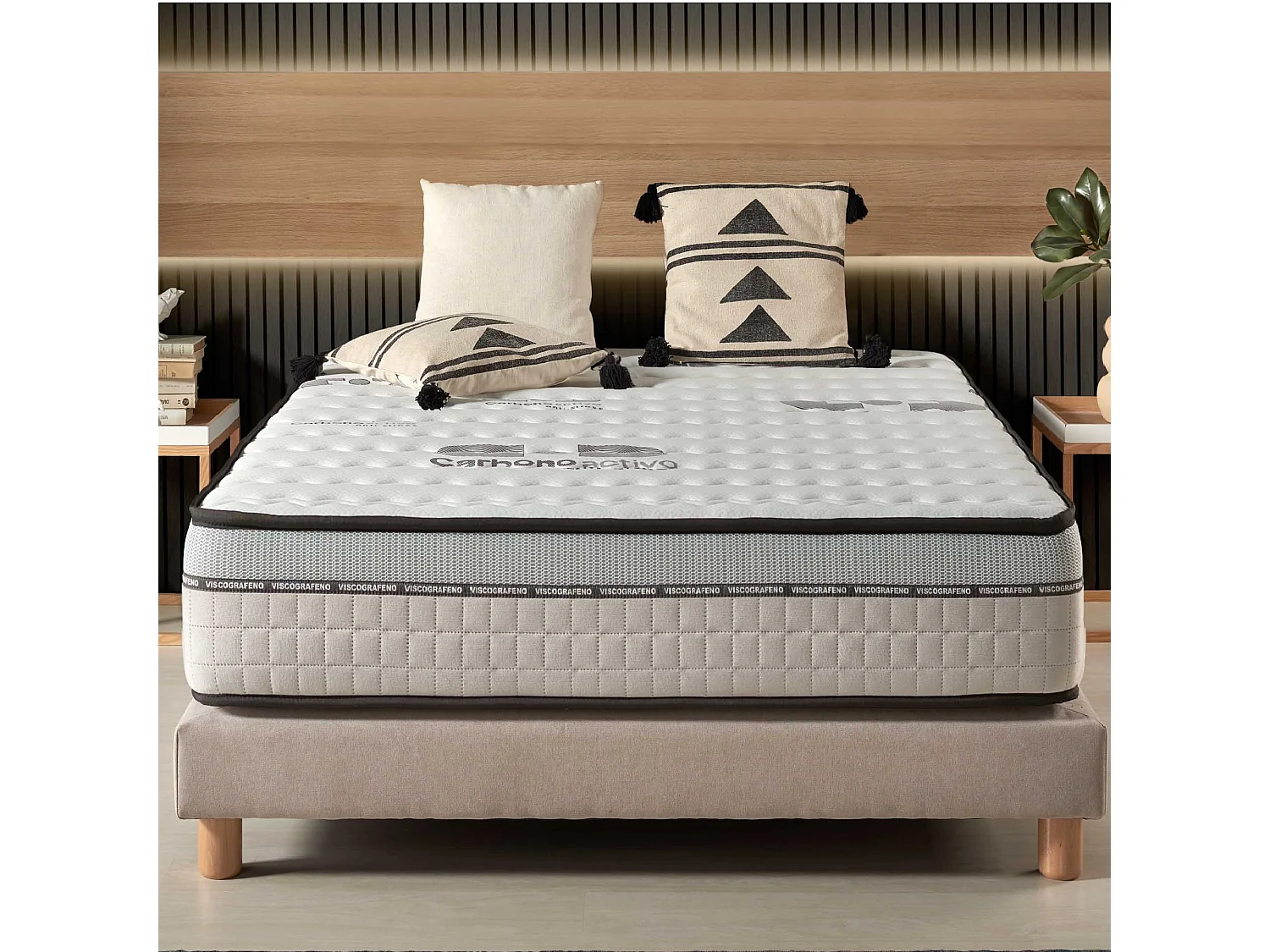 Naturalex - Matelas Visco-carbone 180x200 cm - Mousse HR - Soutien Blue Latex - Très Épais 30 cm, Mémoire de forme, 7 zones, Antistress - Réversible été, hiver