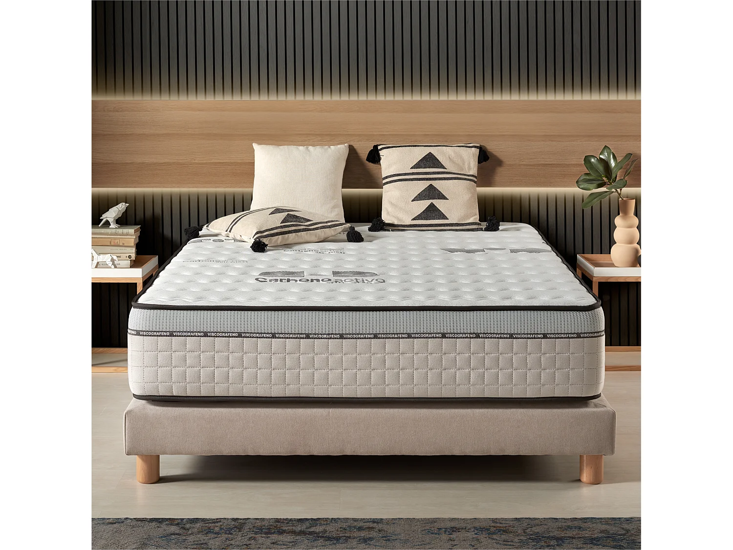 Naturalex - Matelas Visco-carbone 180x200 cm - Mousse HR - Soutien Blue Latex - Très Épais 30 cm, Mémoire de forme, 7 zones, Antistress - Réversible été, hiver