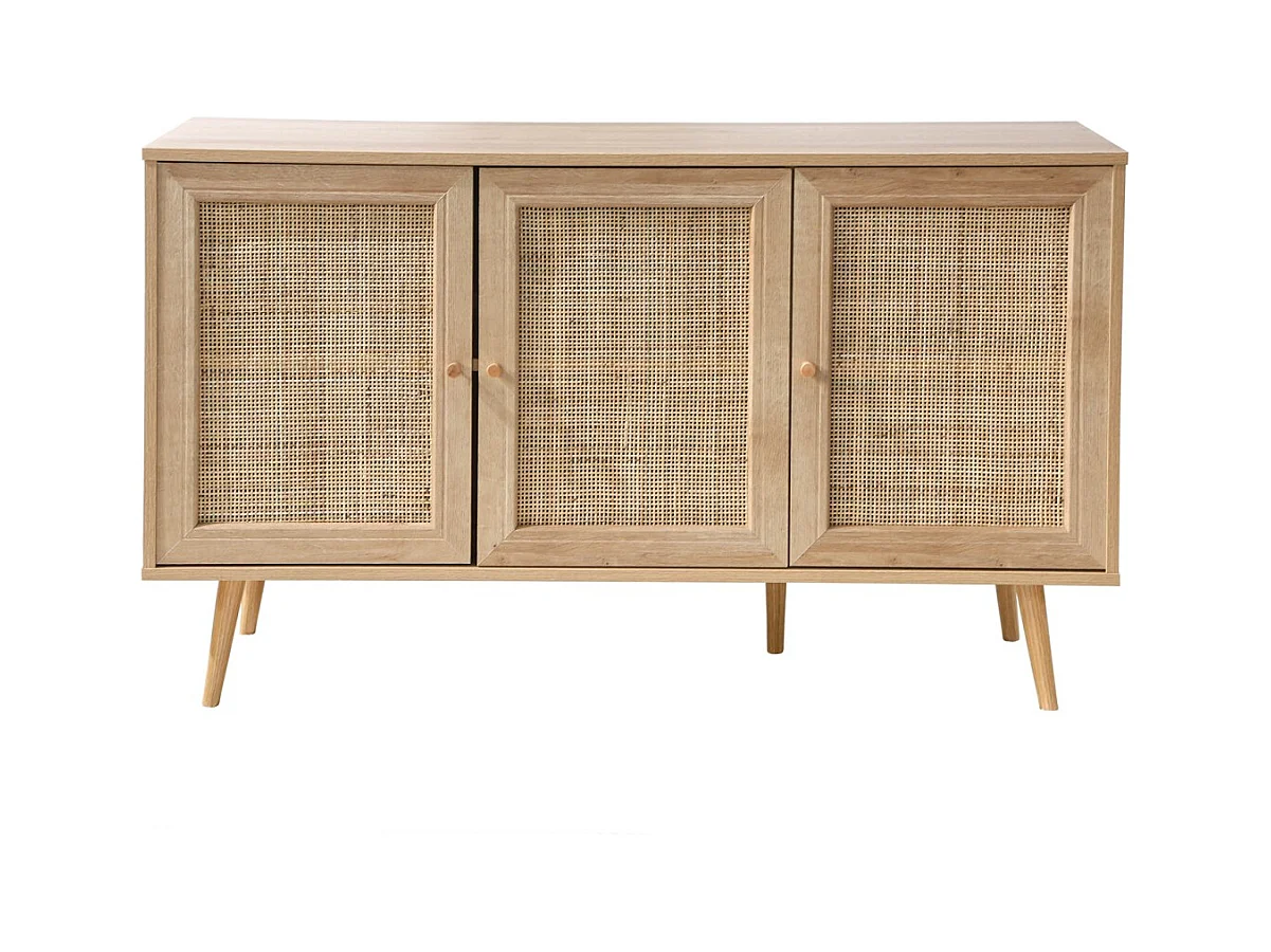 Buffet 3 Portes avec Cannage Rotin L120 cm