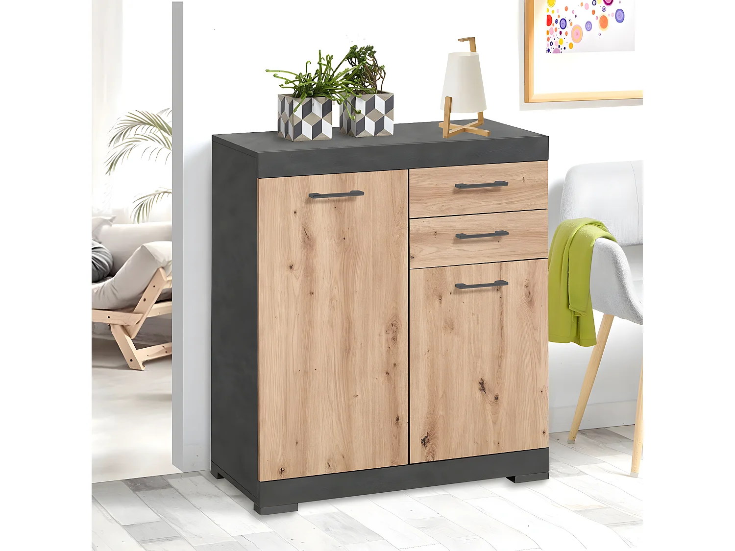 Buffet avec 2 Portes et 2 Tiroirs L80cm - Bristol