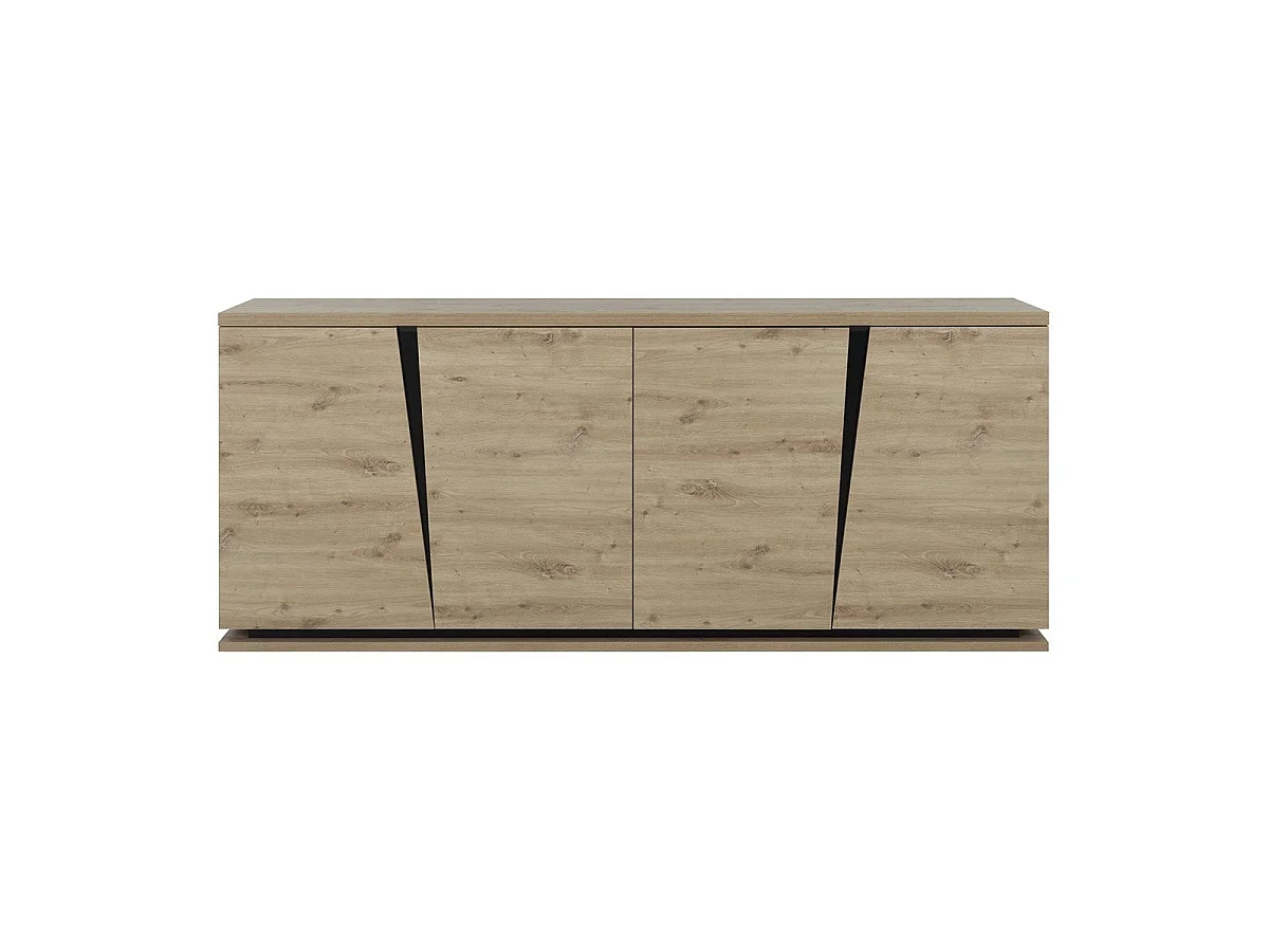 Buffet 4 portes 220cm effet bois chêne beige