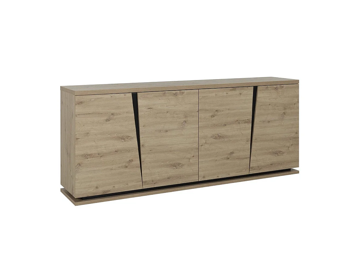 Buffet 4 portes 220cm effet bois chêne beige