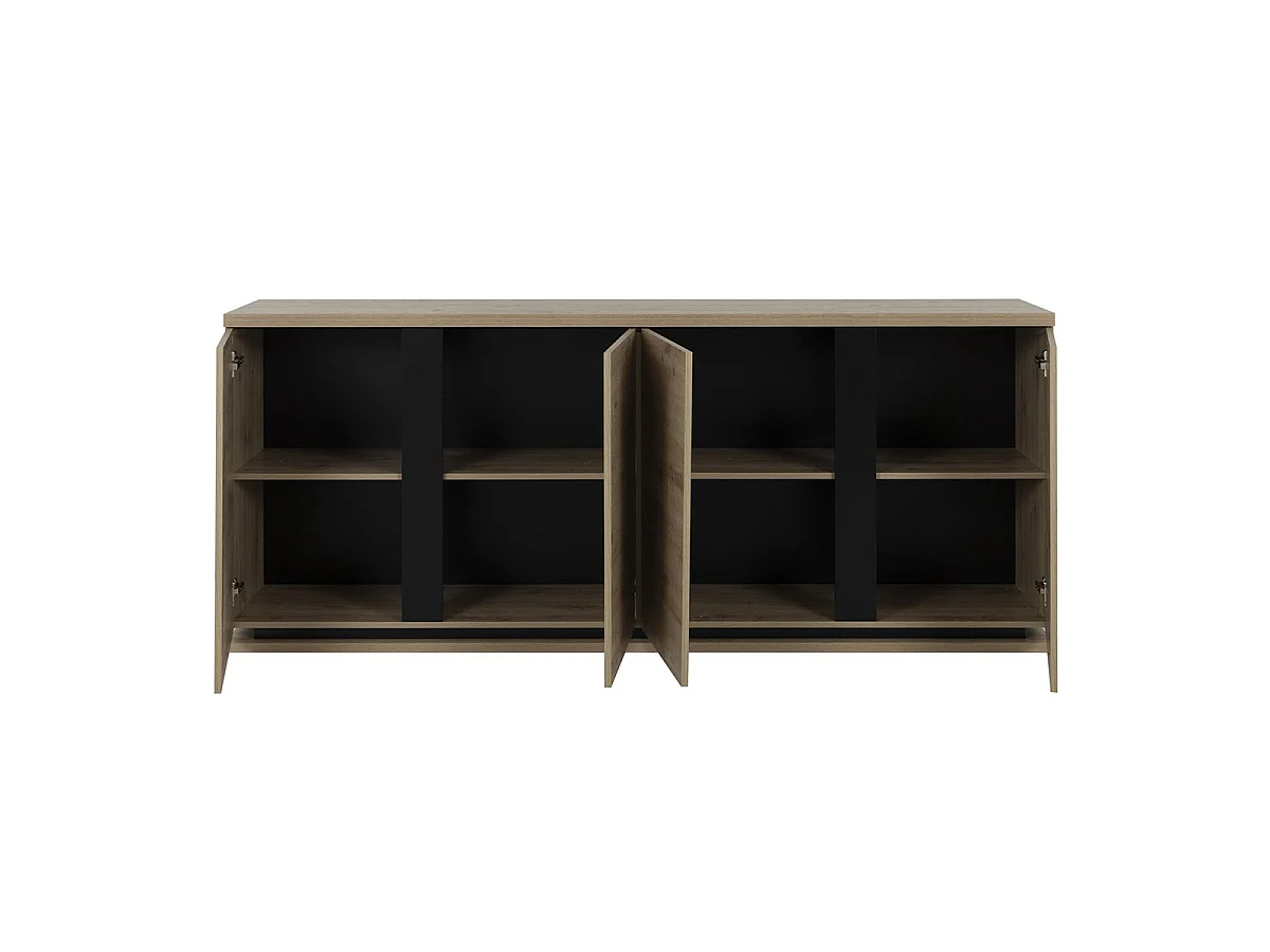 Buffet 4 portes 220cm effet bois chêne beige